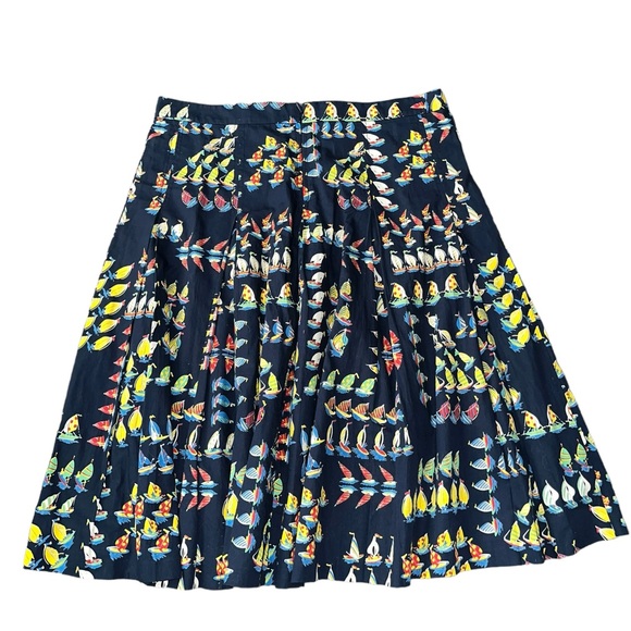 Rare J. Crew Sailboat Print Pleated Skirt Size 10 - Picture 4 of 4